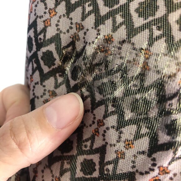 ETRO Metallic Silk Patterned Print Long Sleeve Side Slit Tunic Blouse Sz 44 ITA - Picture 15 of 16